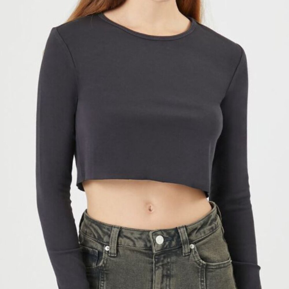 Forever 21 Cropped Long Sleeve - Dark Grey